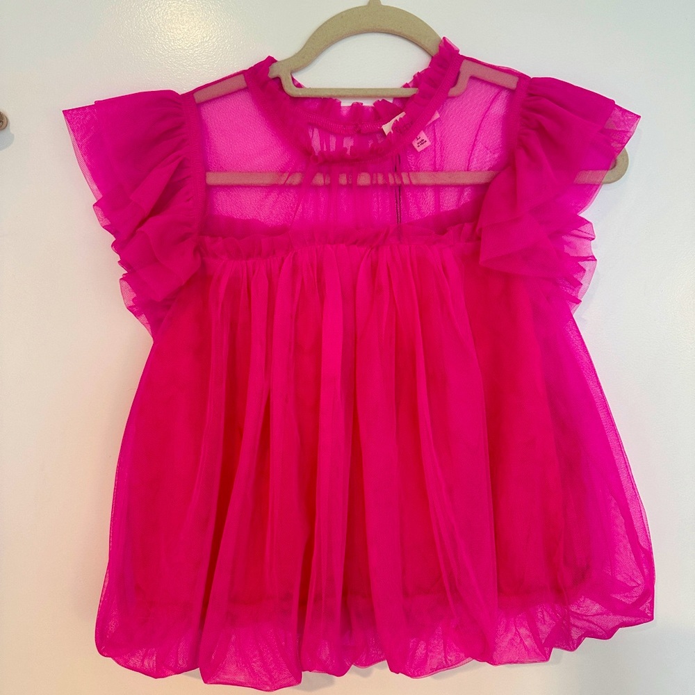 NWT hot pink tulle bubble boutique top